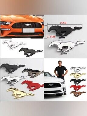 New Mustang Horse Badge Adhesive Back Or For Grille 5 Colors 7.87 Inch